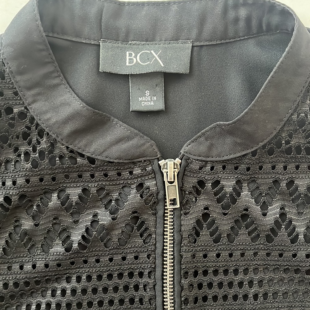 BCX Jacket Small Black Zip-Up Sheer Lace Formal - Picture 7 of 7